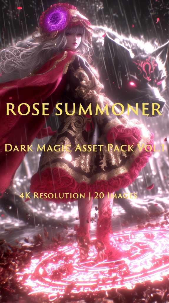 [ValkyrieSaga] Rose Summoner & Dark Magic - Gothic Fantasy / 薔薇の召喚士と闇の魔法・ゴシックファンタジー素材集【20枚/4K/商用可】
