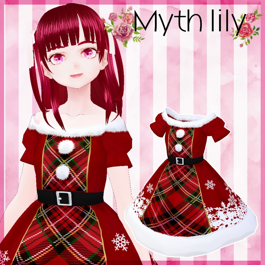 Vroid チェックサンタワンピース 9点セット Sale Myth Lily Booth