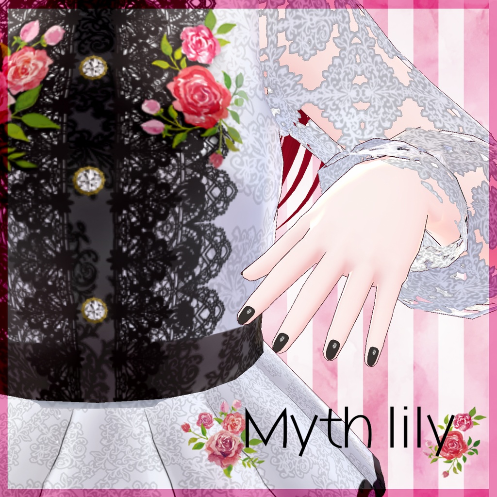 Vroid ローズペプラムワンピース 4点セット Sale Myth Lily Booth