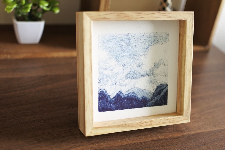 《空と山の絵》no.3【原画】ミニ額