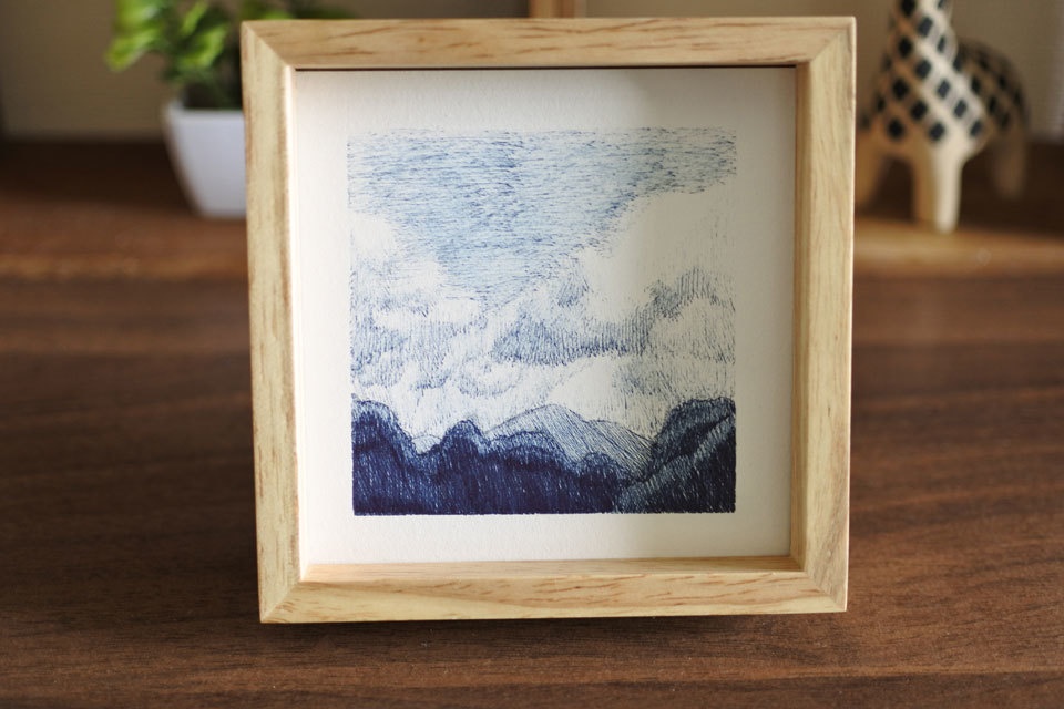 《空と山の絵》no.3【原画】ミニ額