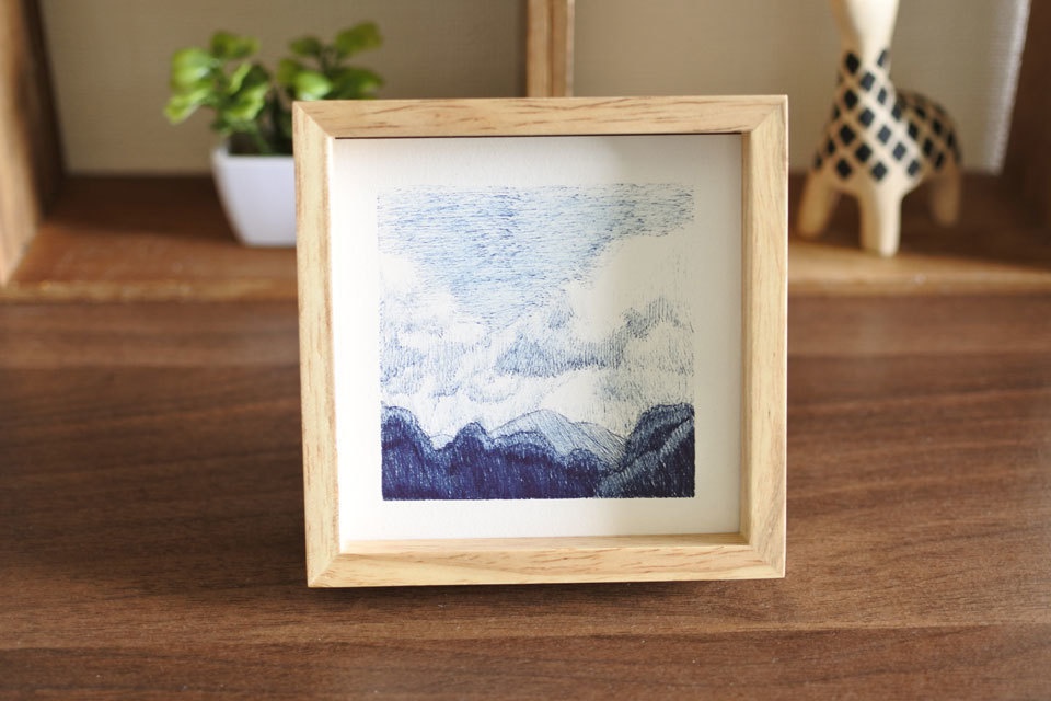《空と山の絵》no.3【原画】ミニ額