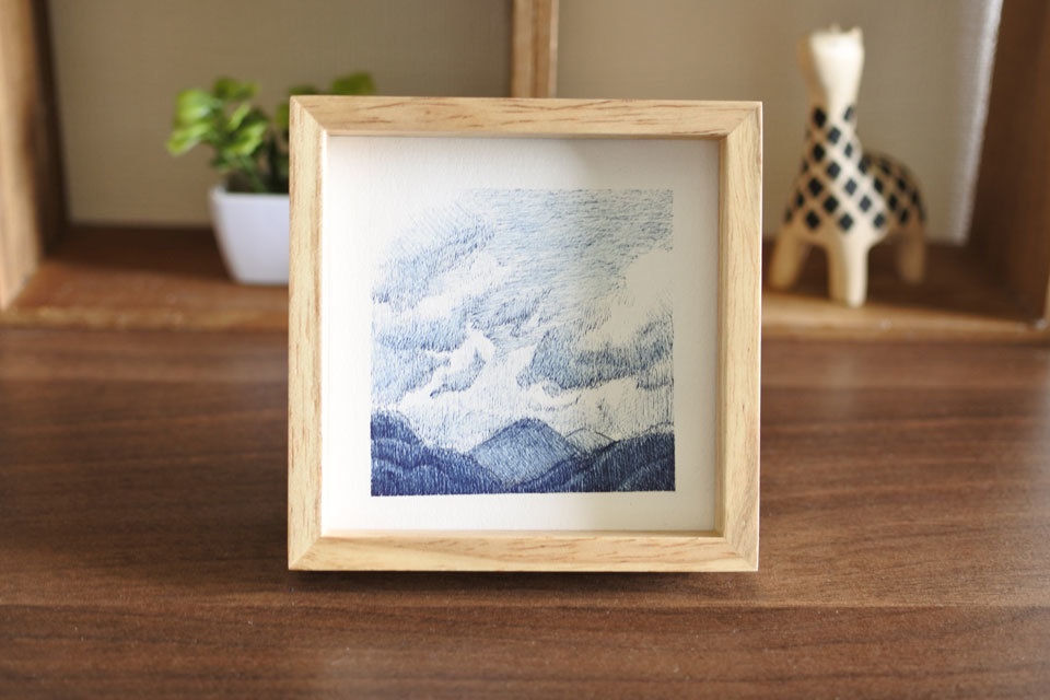 《空と山の絵》no.4【原画】ミニ額縁