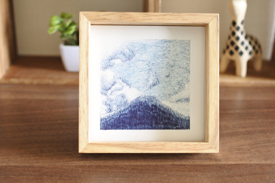 《空と山の絵》no.5【原画】ミニ額