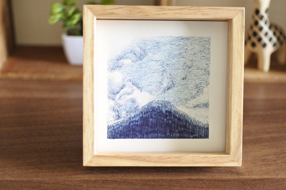 《空と山の絵》no.5【原画】ミニ額