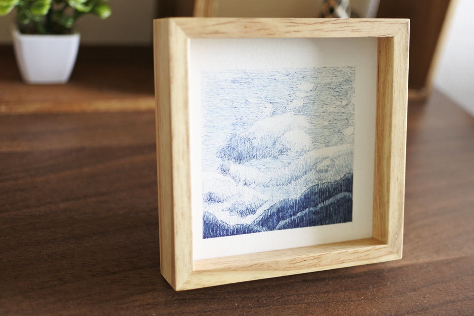 《空と山の絵》no.6【原画】ミニ額