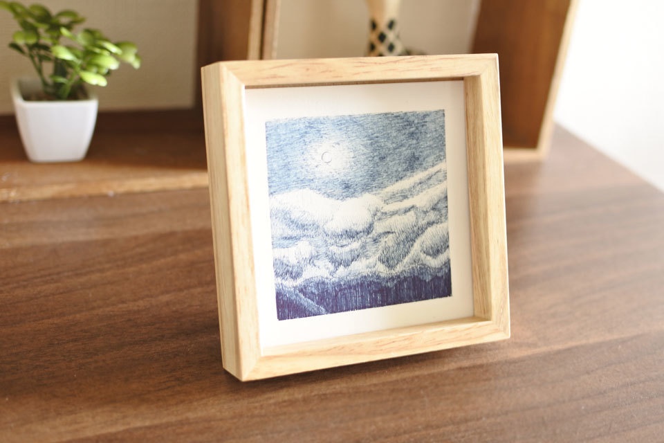 《夜空と月の絵》no.7【原画】ミニ額