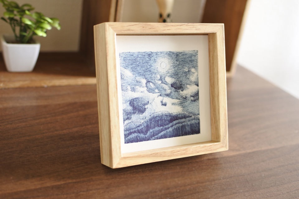 《夜空と月の絵》no.8 【原画】ミニ額