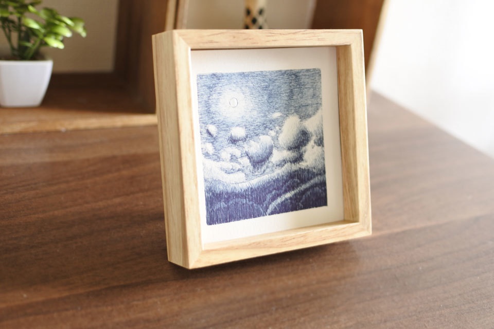 《夜空と月の絵》no.9【原画】ミニ額