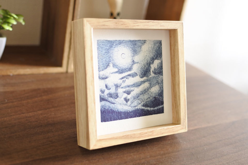 《夜空と月の絵》no.10【原画】ミニ額