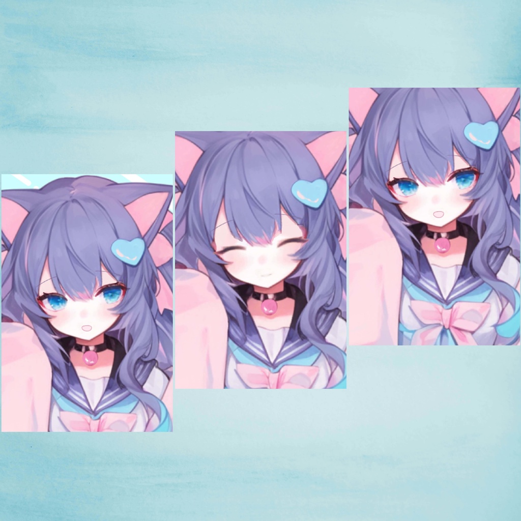 【1点限定販売】表情差分4種類付き!パステルカラーのケモミミちゃん立ち絵