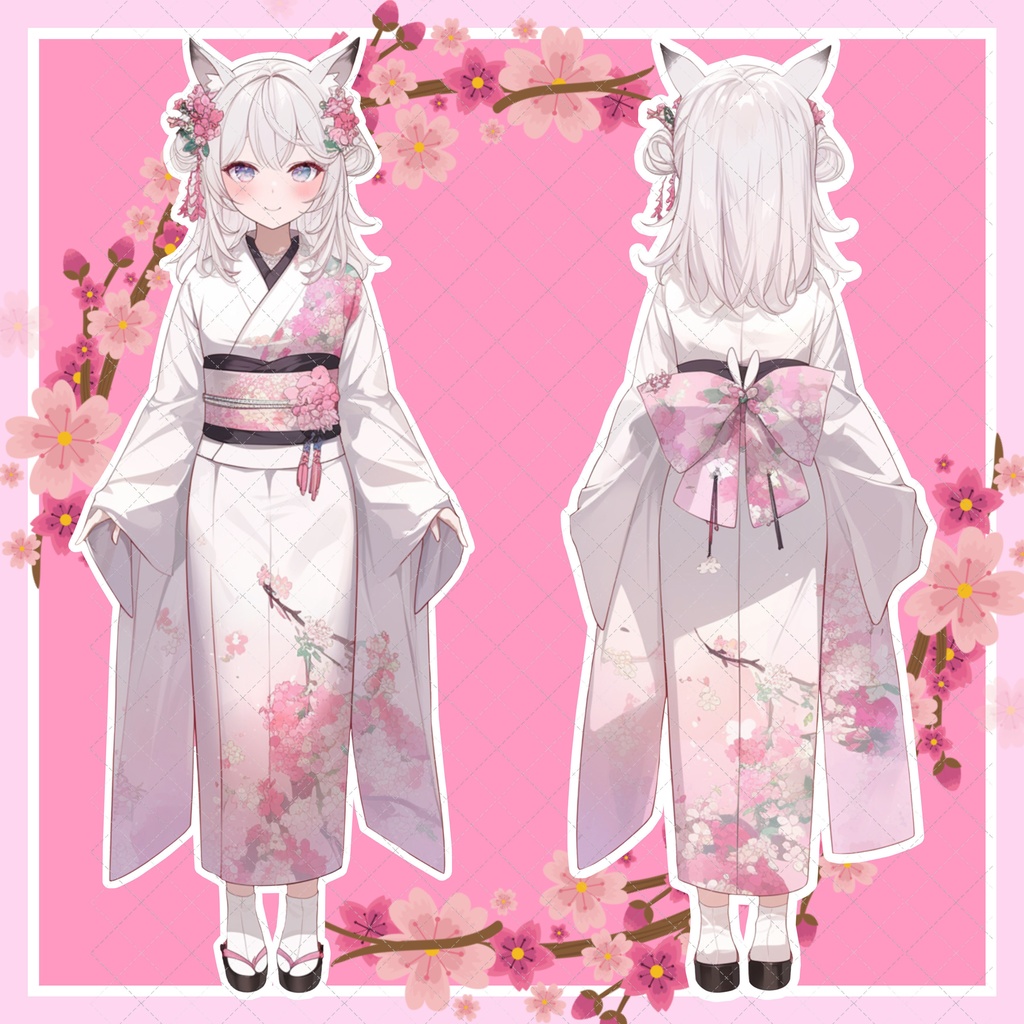 【1点限定販売】白い着物を着たけもみみちゃん立ち絵!IRIAMでも♡