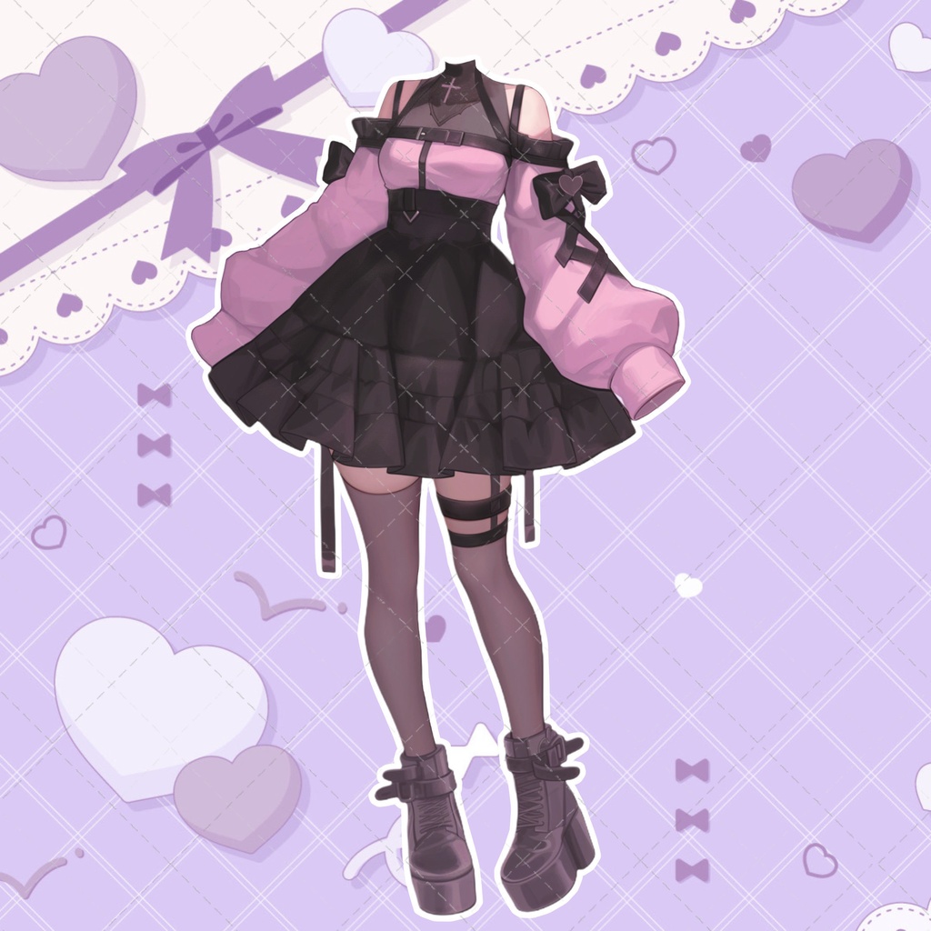 【重ねるだけ!立ち絵用衣装】地雷系女の子用お洋服⋈。✧♡