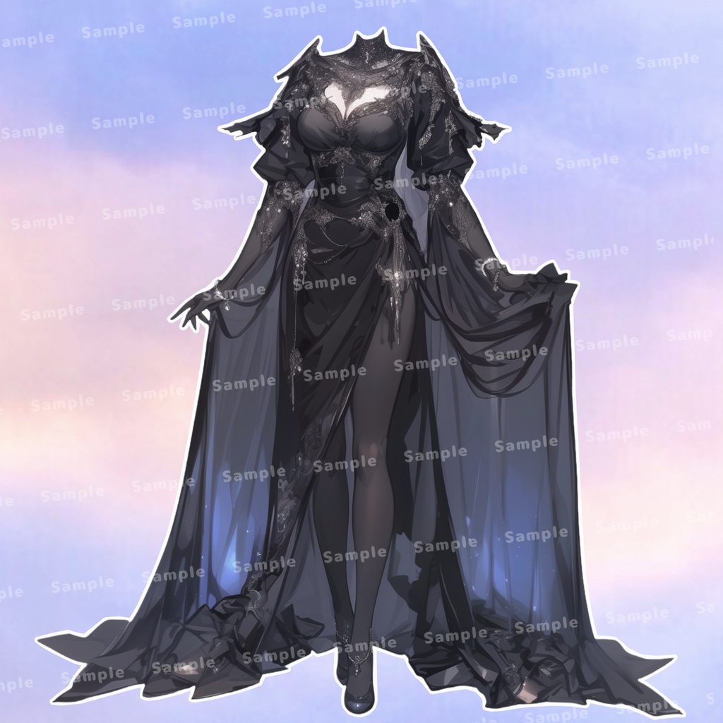 【重ねるだけ!立ち絵衣装】ファンタジー夜会風ブラックドレス!
