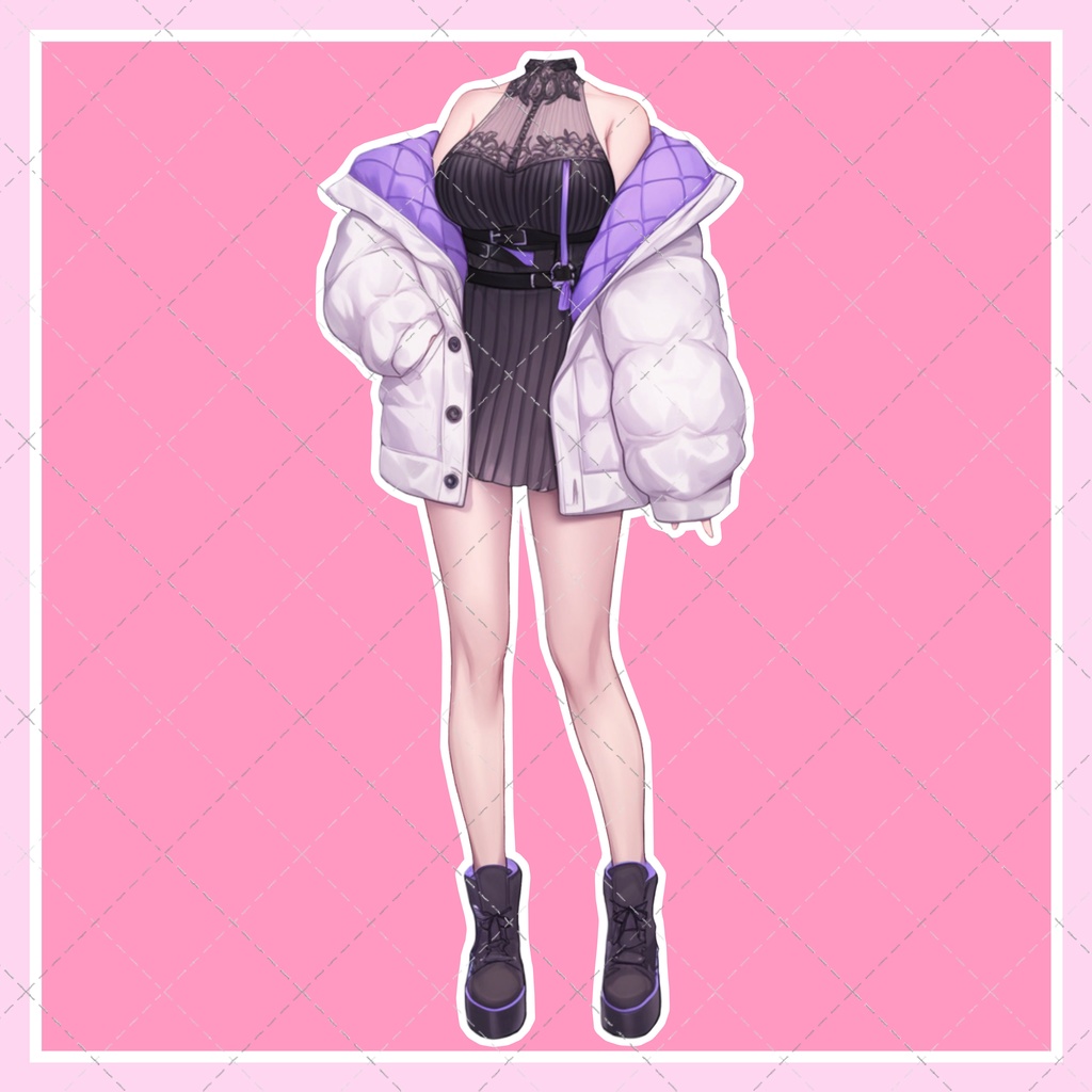 【重ねるだけ!立ち絵衣装】裏地がかわいい紫&黒の衣装!