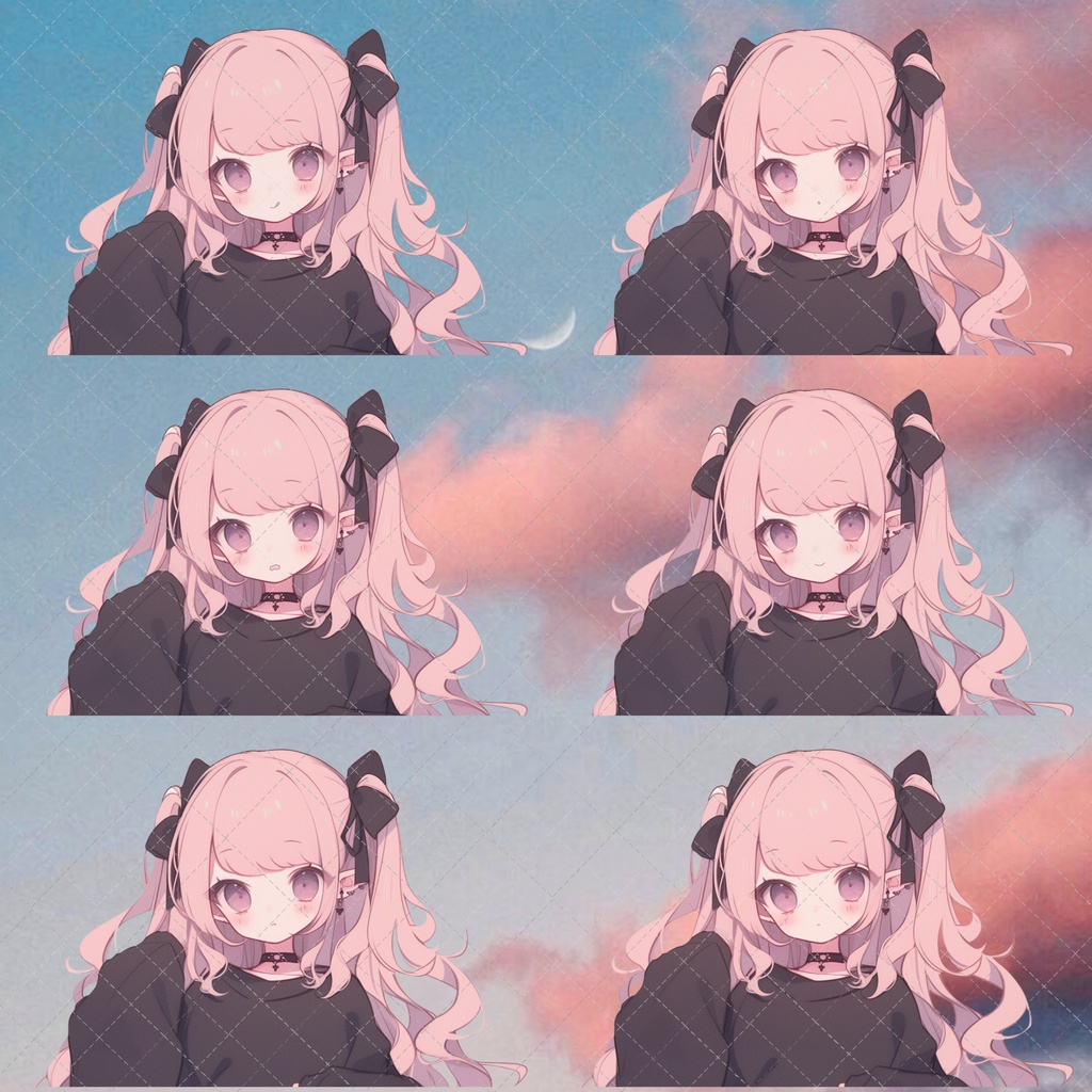 【表情差分付き】大きな黒リボンをつけた女の子立ち絵!