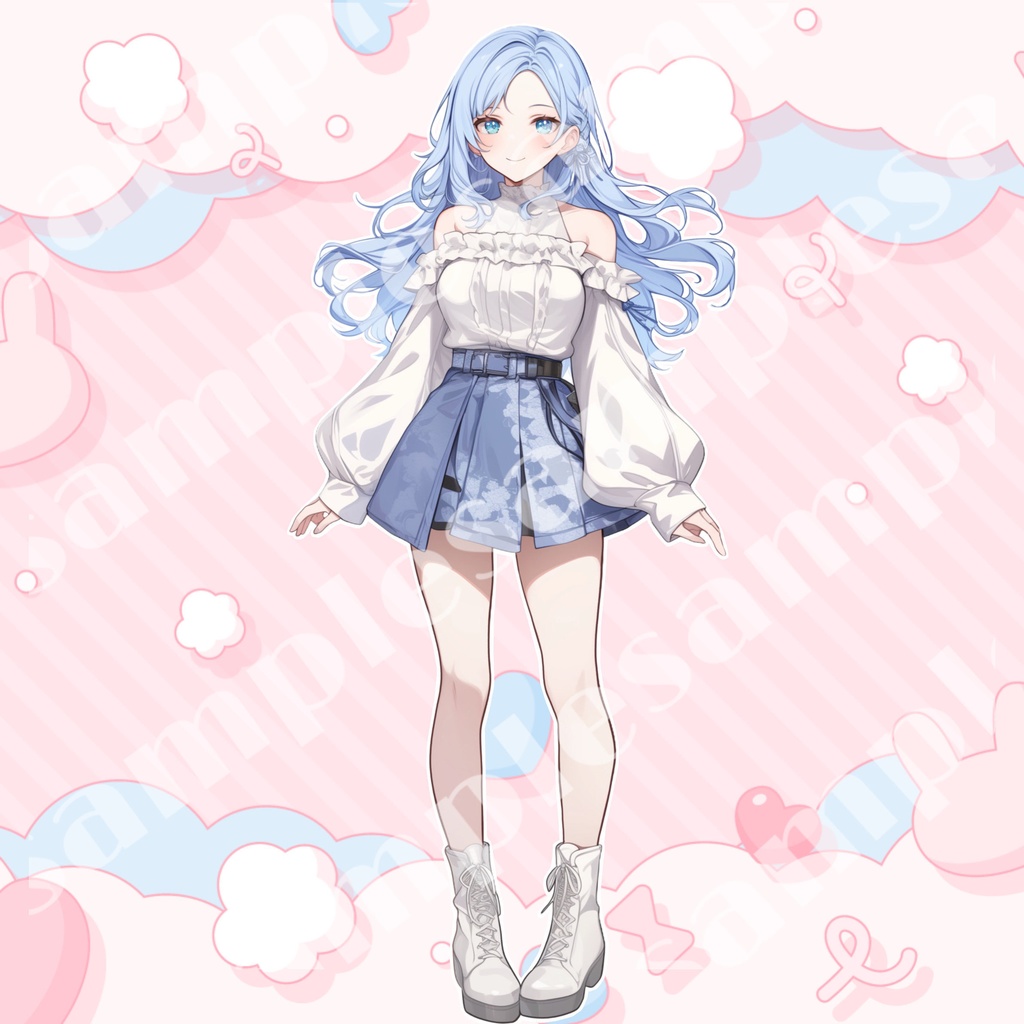 【1点限定販売】涼しげな水色ヘアーのおねえさん!表情差分付き!