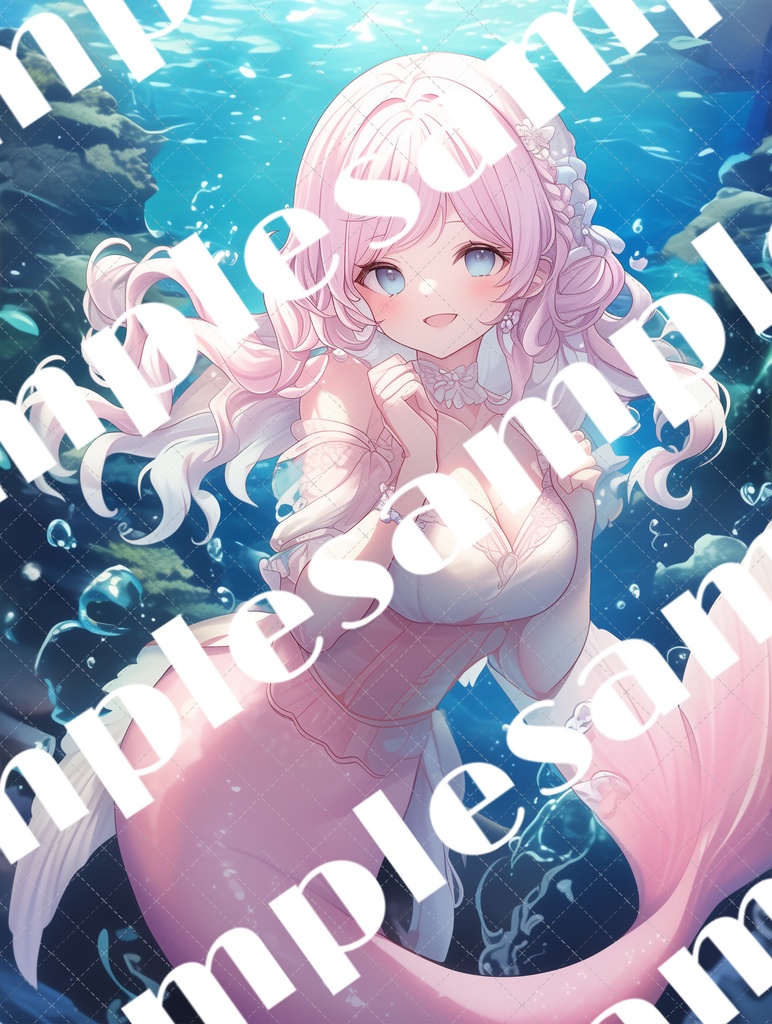 【1点限定販売】一枚絵付き!桃色おしゃれマーメイドちゃん立ち絵!