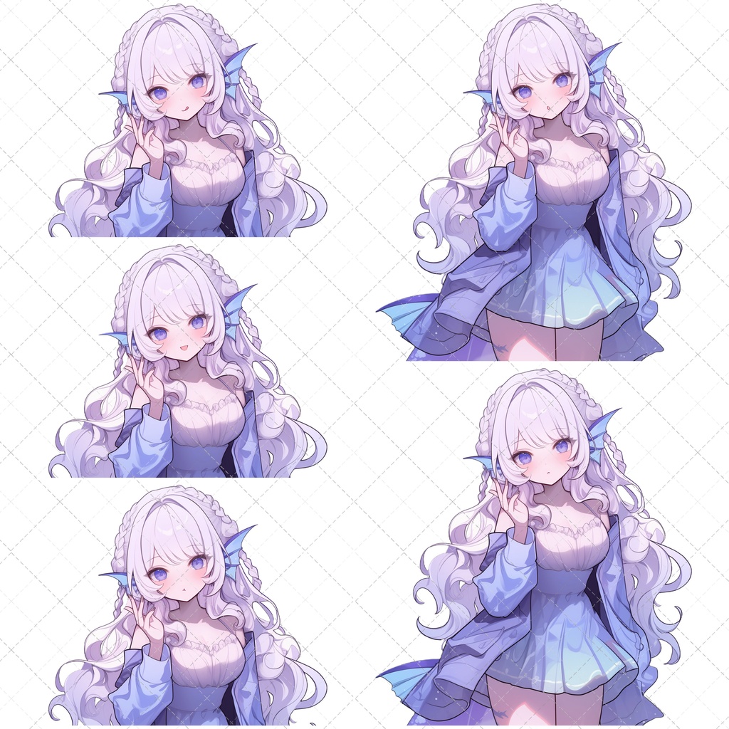【1点限定】ライトブルーのエレガント人魚ちゃん!立ち絵差分、表情差分、背景付き1枚絵付きの豪華セット!