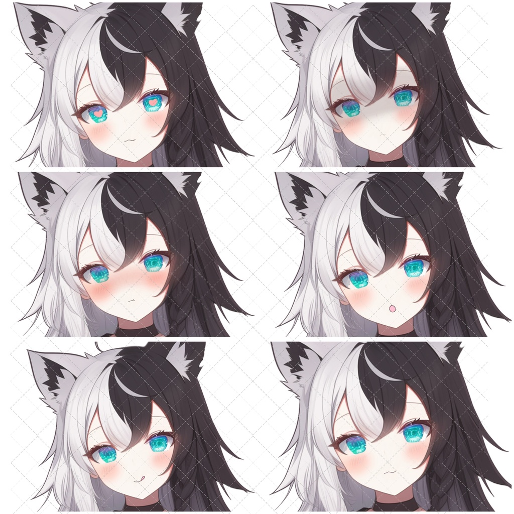 【1点限定販売】立ち絵、表情差分、イラストたくさん!モノクロけもみみちゃん!