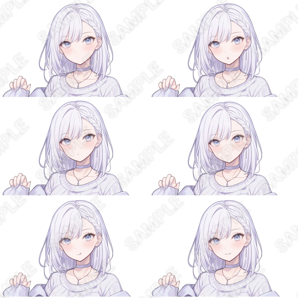 【1点限定販売】クールなニット銀髪ちゃん立ち絵!表情差分付き!