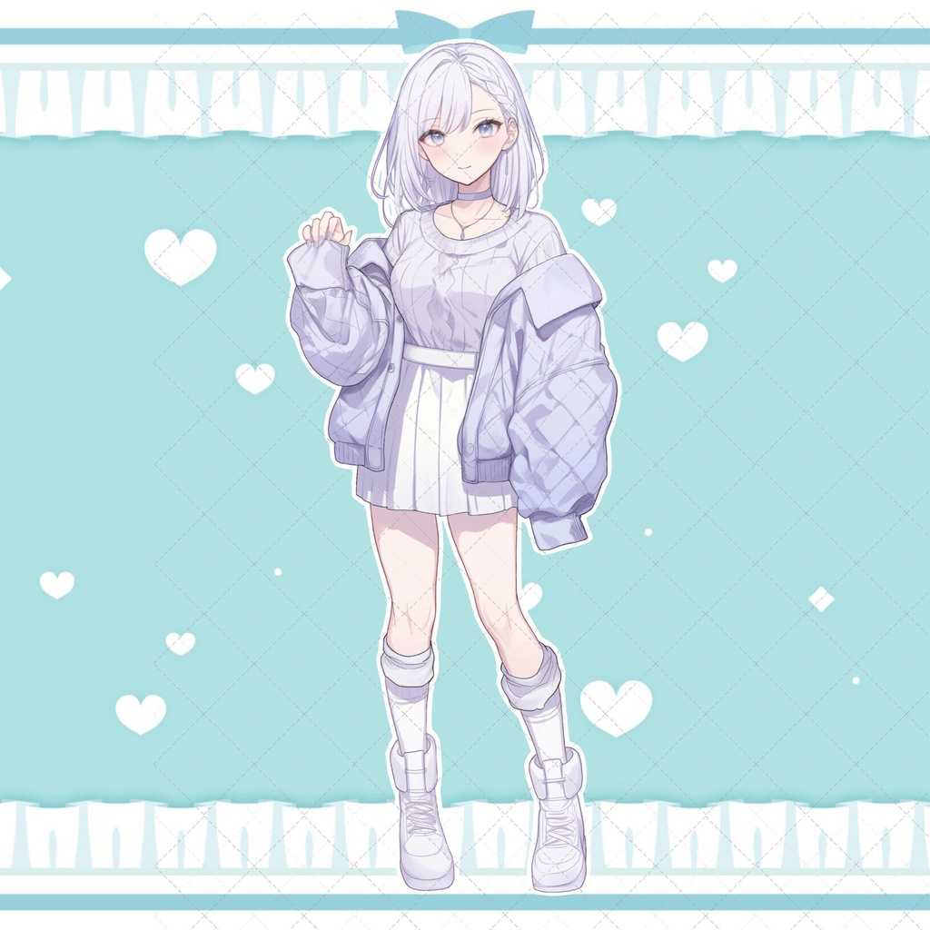 【1点限定販売】クールなニット銀髪ちゃん立ち絵!表情差分付き!