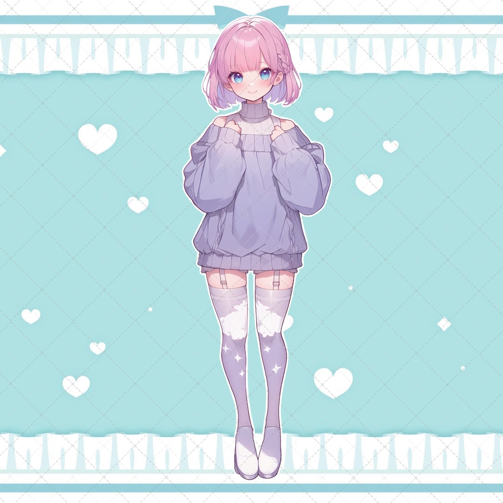 【1点限定販売】破綻大き目のため格安!ミニニットピンクボブちゃん立ち絵!イラスト付き♡