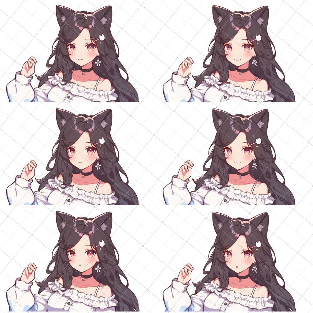 【1点限定販売】ネコ目ネコ娘ちゃん立ち絵!表情差分付き!イラストのおまけつき♡