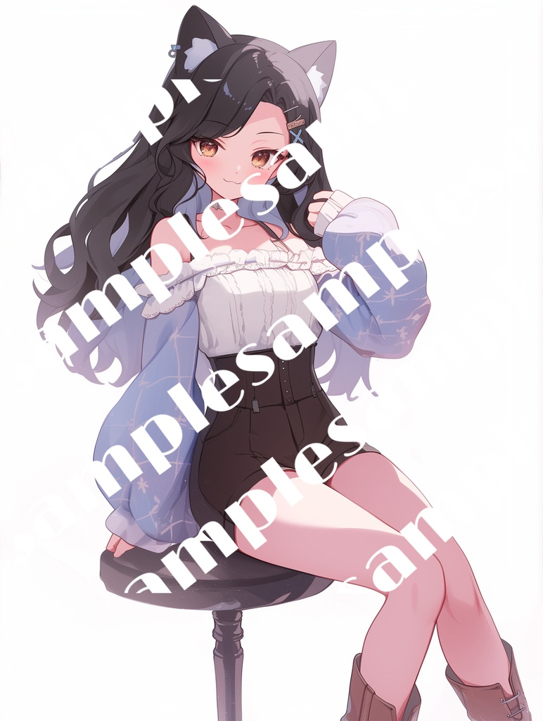 【1点限定販売】ネコ目ネコ娘ちゃん立ち絵!表情差分付き!イラストのおまけつき♡