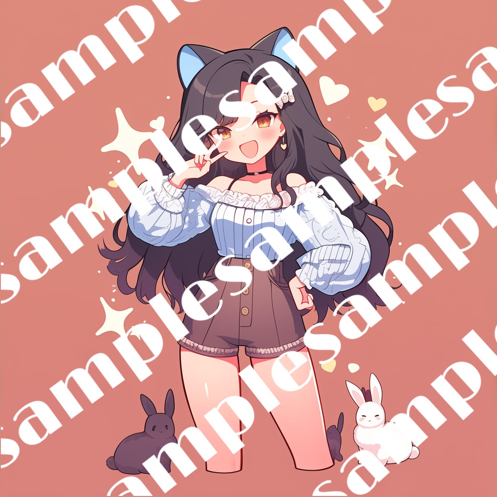 【1点限定販売】ネコ目ネコ娘ちゃん立ち絵!表情差分付き!イラストのおまけつき♡