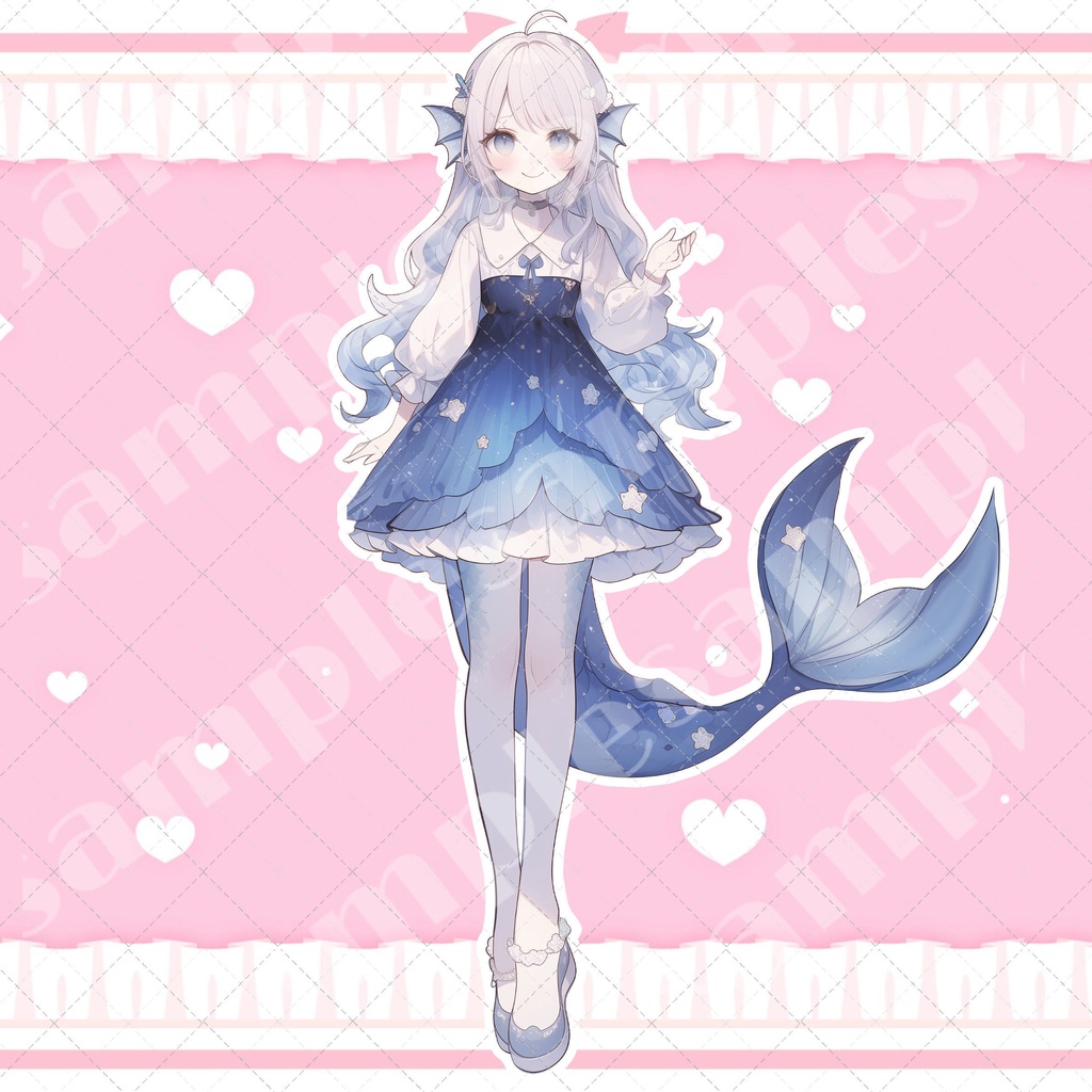 【1点限定販売】星空×人魚ちゃん立ち絵🌠🐟表情差分と設定画風イラスト付き♡