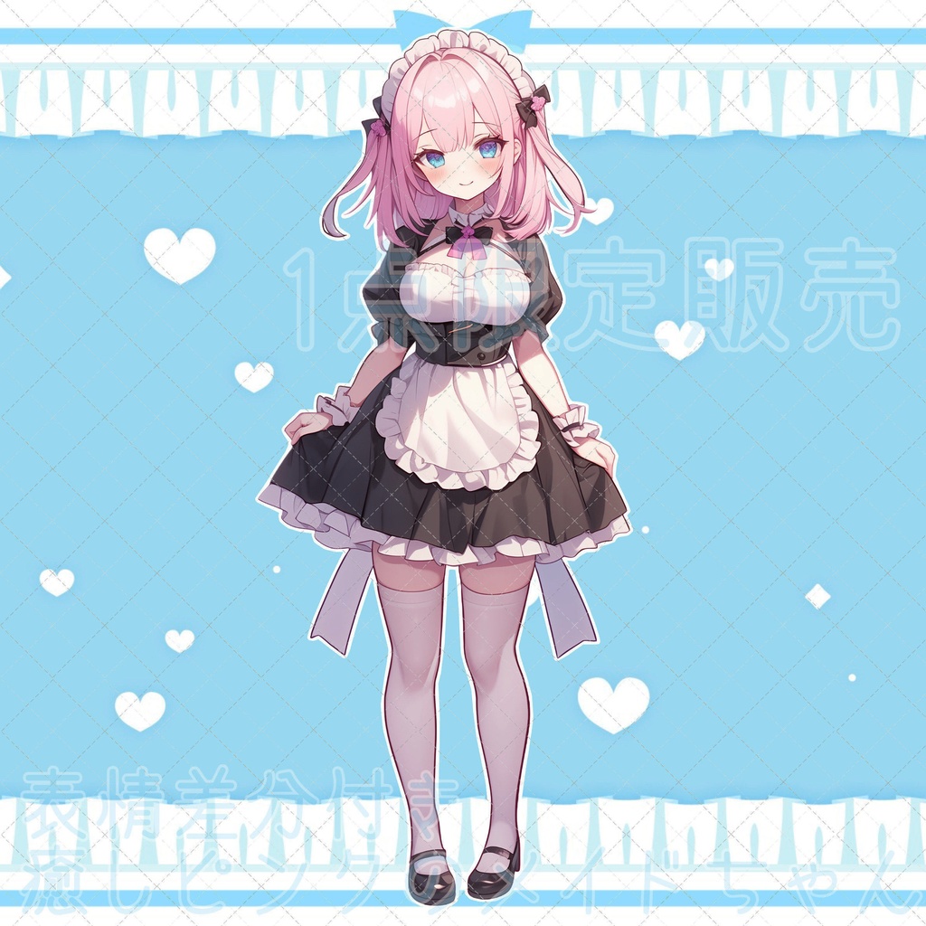 【1点限定販売】癒しピンクのメイドちゃん立ち絵♡表情差分付き♡