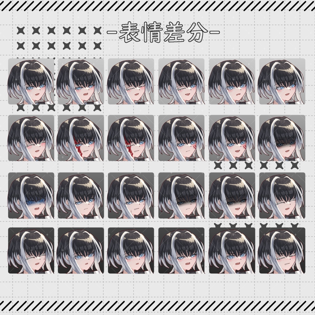 立ち絵素材14-女性-【服装+戦闘差分有】【表情24種】