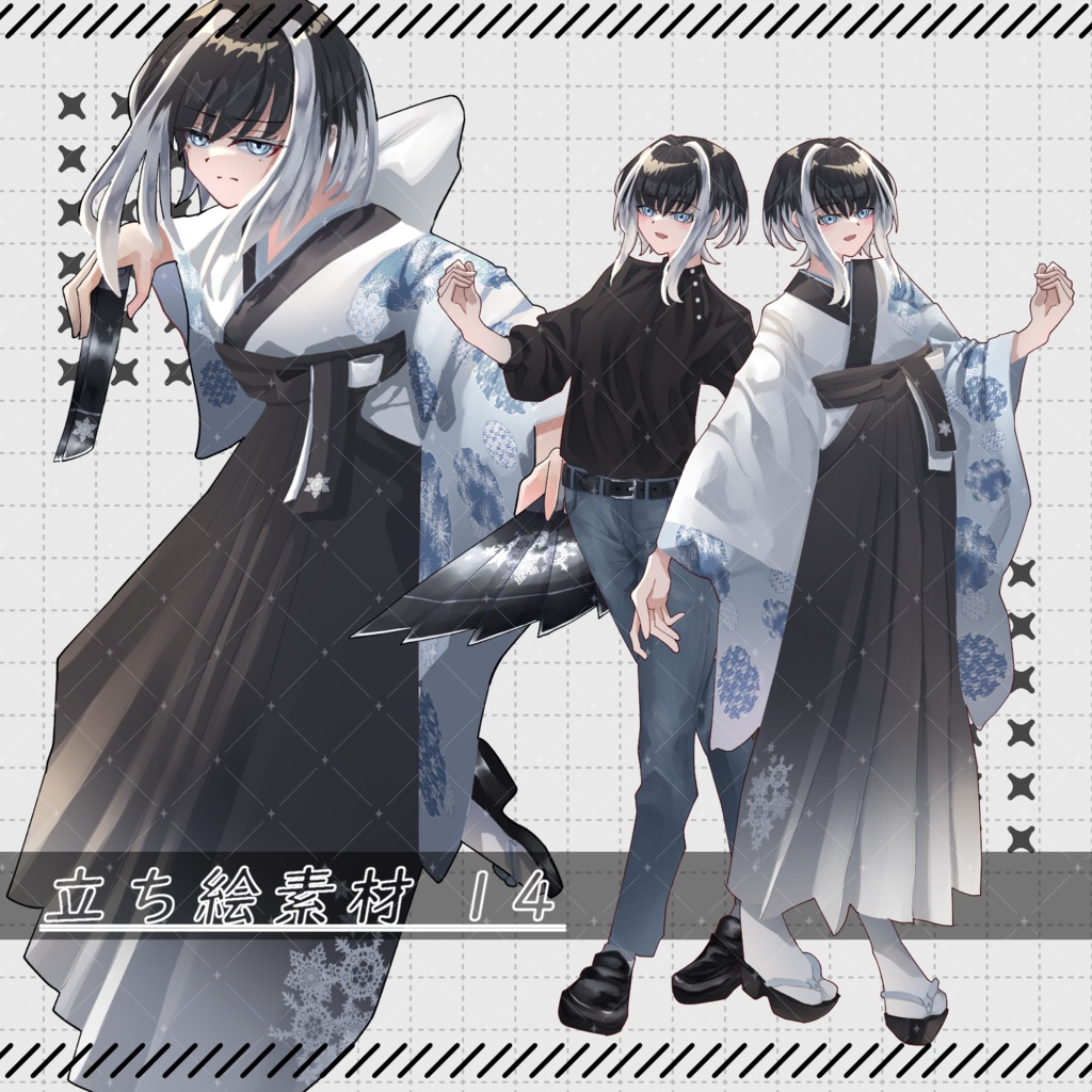 立ち絵素材14-女性-【服装+戦闘差分有】【表情24種】