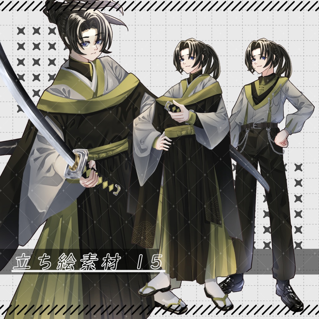 立ち絵素材15-男性-【服装+戦闘差分有】【表情24種】