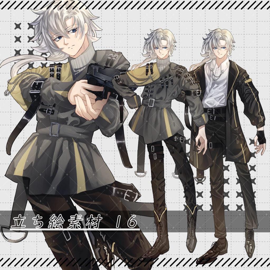 【12/5までセール中！】立ち絵素材16-男性-【服装+戦闘差分有】【表情24種】