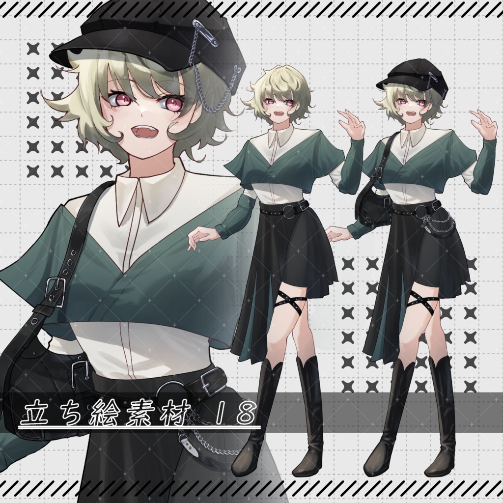 立ち絵素材18-女性-【色差分3種】【表情24種】