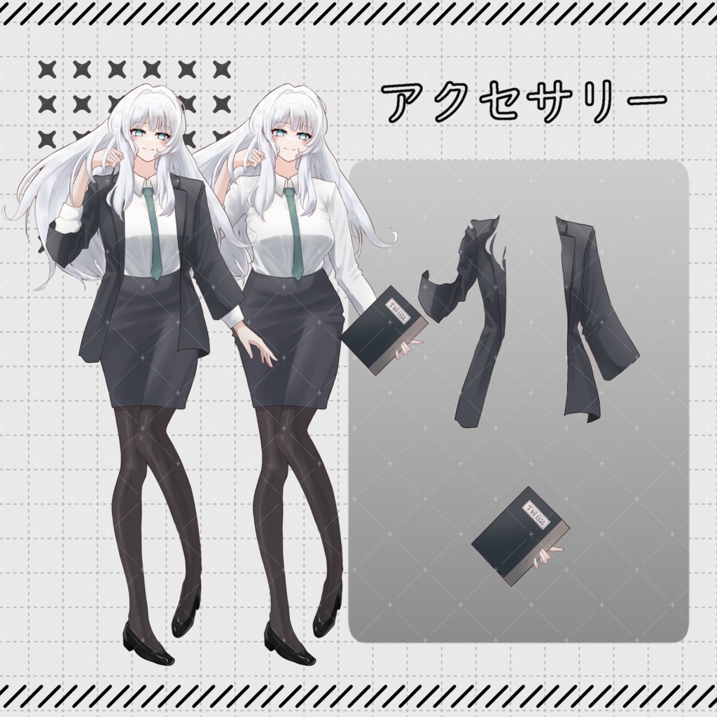 立ち絵素材19-女性-【服装差分2種】【表情24種】