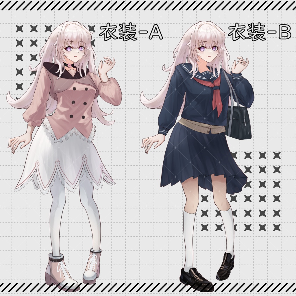 立ち絵素材20-女性-【服装+色差分有】【表情24種】