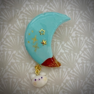 あまあましろくま×チョコミント 石塑粘土ブローチ ※画像は参考まで※