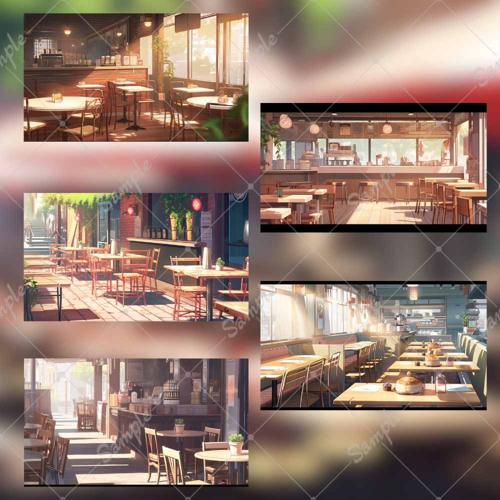【背景素材】おしゃれなカフェ背景 10枚セット