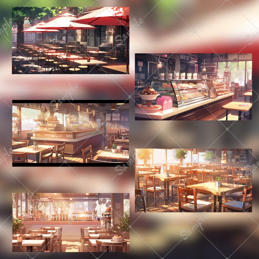 【背景素材】おしゃれなカフェ背景 10枚セット