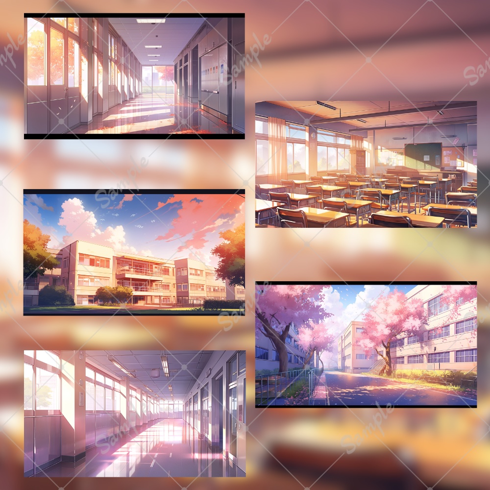 【背景素材】学校 放課後のひととき背景 10枚セット