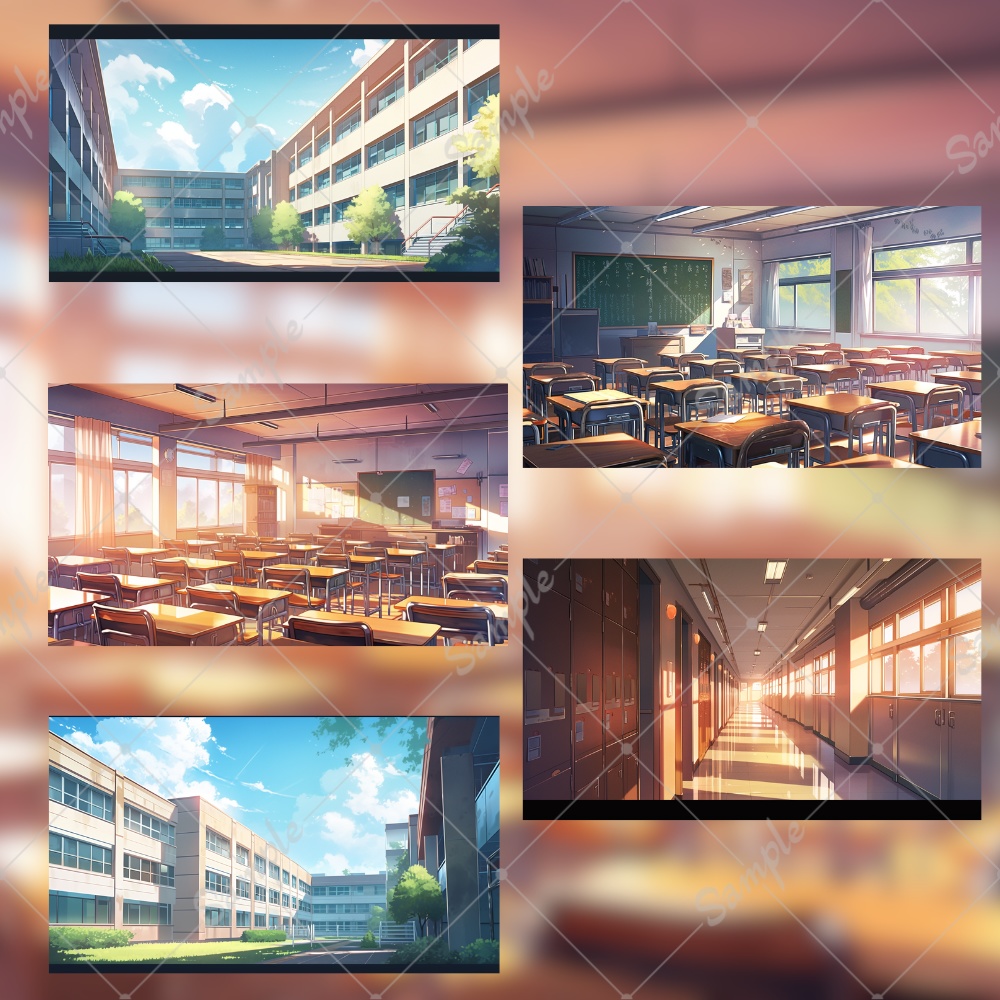 【背景素材】学校 放課後のひととき背景 10枚セット