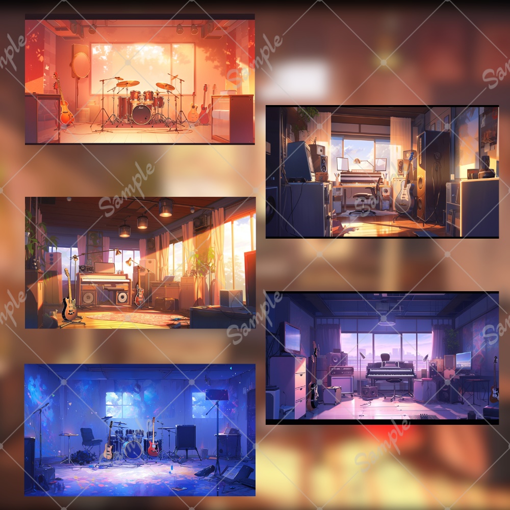 【背景素材】心地よい音楽を奏でる背景 10枚セット