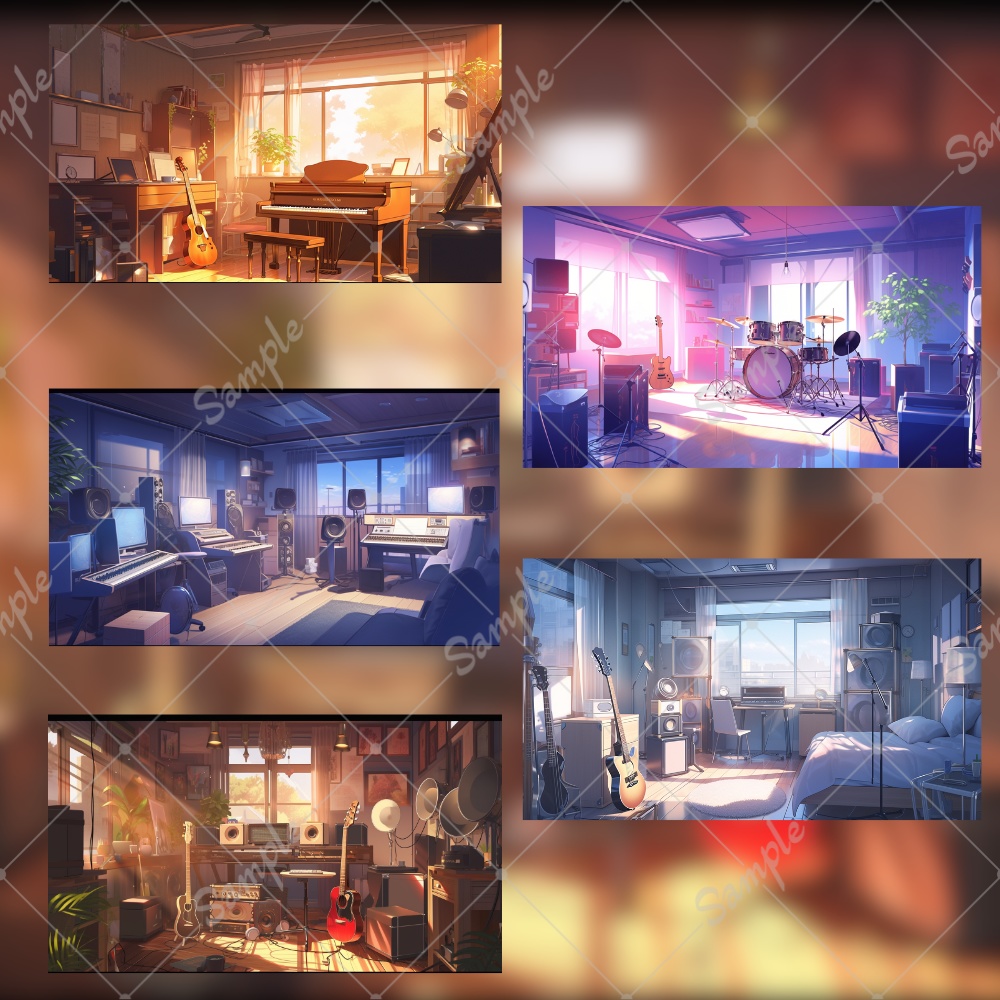 【背景素材】心地よい音楽を奏でる背景 10枚セット