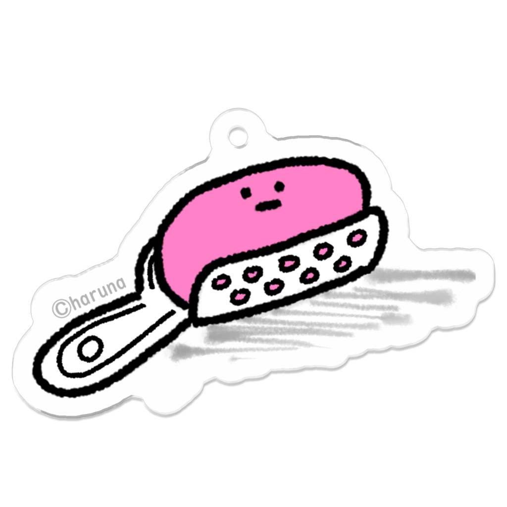 左右まちがえて盛られた片顎トレーのアクリルキーホルダー