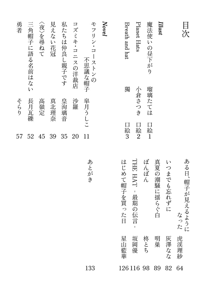 帽子と外の時間を楽しむ合同誌【Pleasant Hat】 PDF版