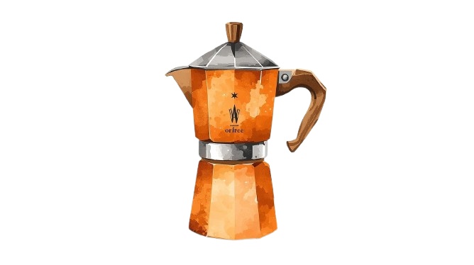 ✨ アンティーク家電のオレンジ水彩クリップアート(PNG) ✨