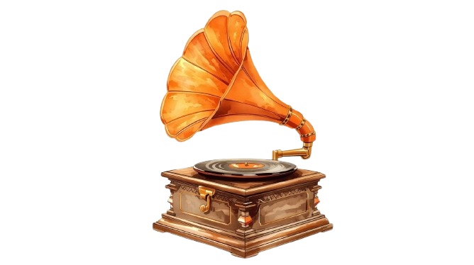 ✨ アンティーク家電のオレンジ水彩クリップアート(PNG) ✨